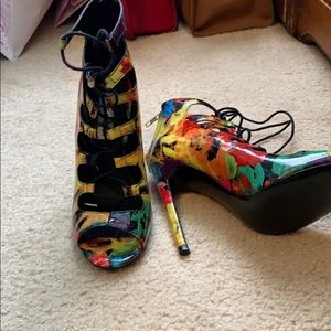 Multi Colored lace up heels